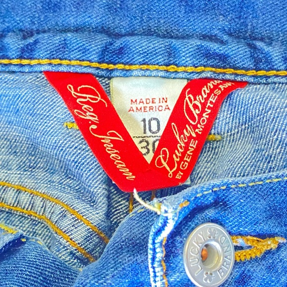 Lucky Brand Luxury Denim By Gene M Sz.10/30 Made In USA Cherry Rhinestones - Picture 12 of 17
